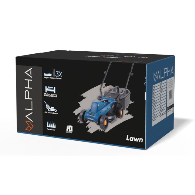 Masina de tuns gazon, ALPHA LAWN, electrica 1200W, 3400RPM, latime 32cm, cos 30L