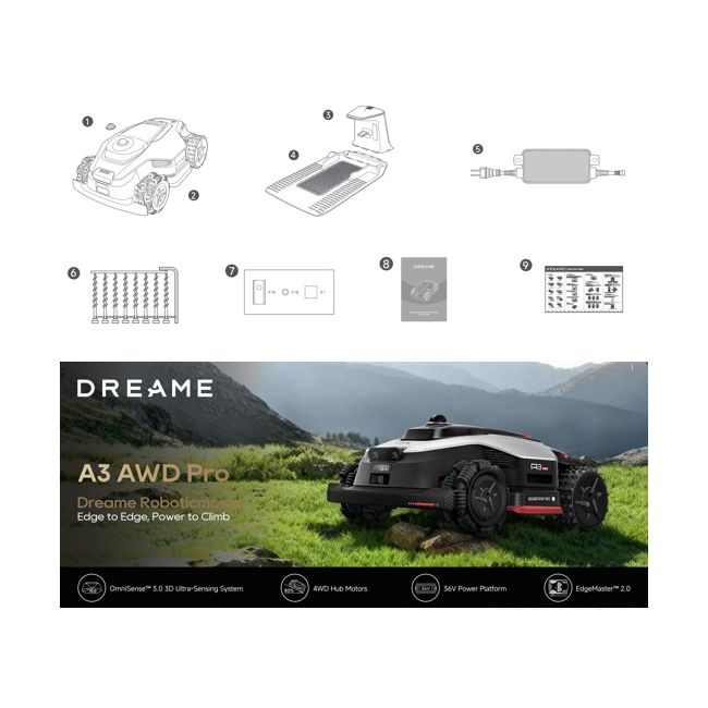 Robot de tuns gazonul, Dreame A3 AWD Pro, 3500mp, LiDAR 3D, fara fir perimetral [UTILIZAT]
